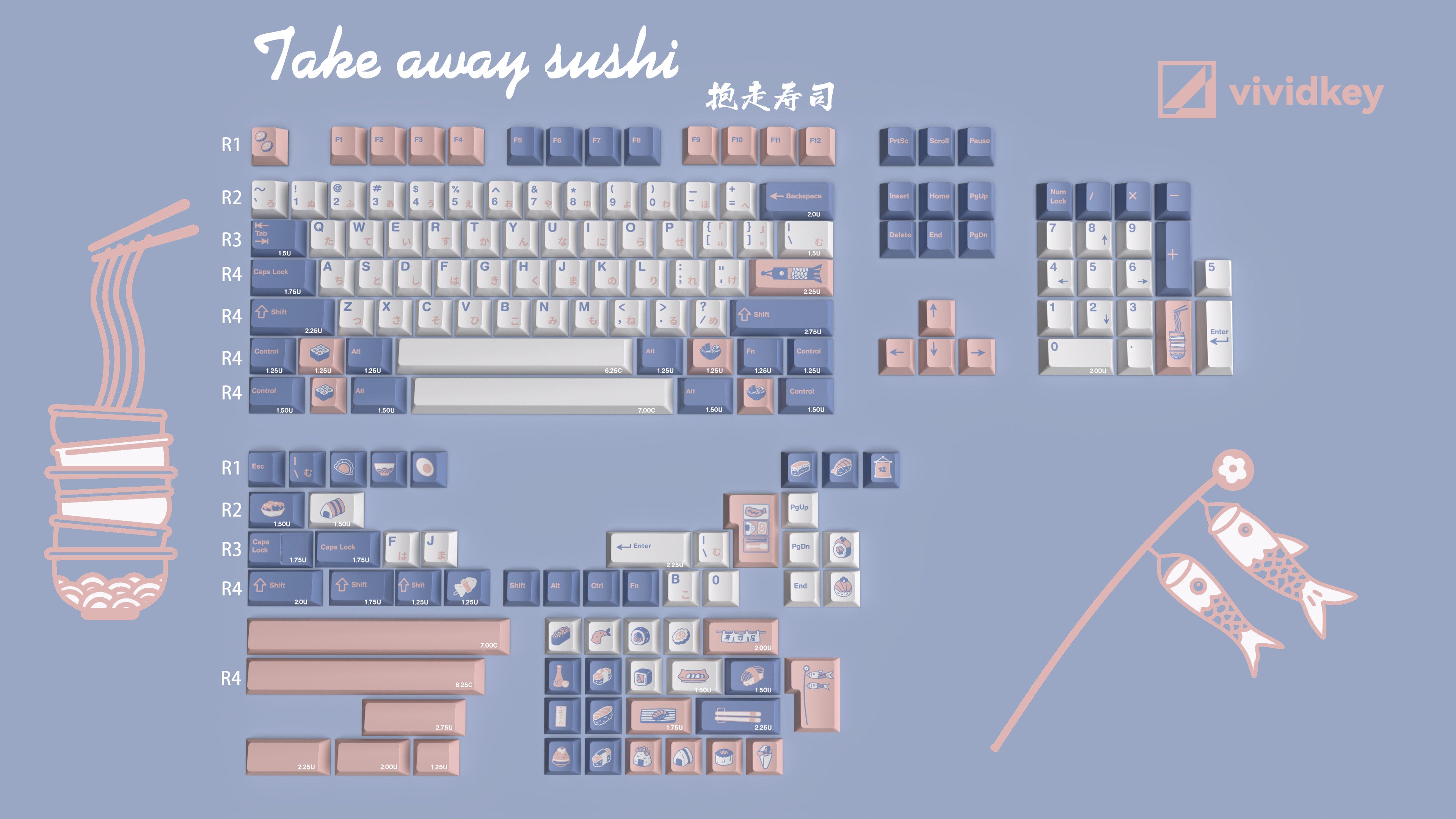 Vividkey Sushi Takeaway Keycaps