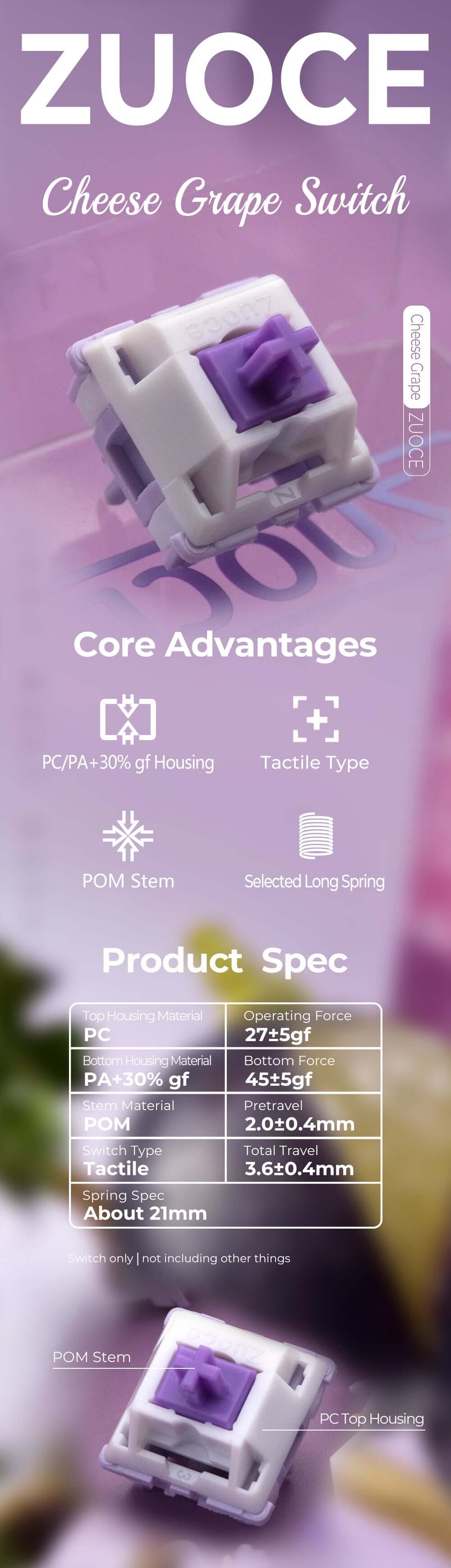 Zuoce “Cheese Grape” Tactile 10‑Pack