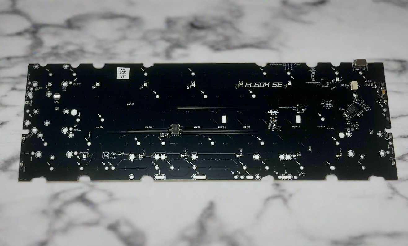Electronic keyboard circuit board on a white background